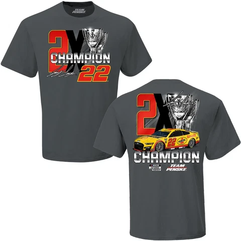 2022 JOEY LOGANO NASCAR CUP OFFICIAL LICENSED 2X CHAMPION TEE SHIRT J4662 Cover