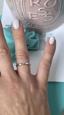 Tiffany & Co Plata Peretti Zafiro Rosa Apilable Anillo Banda Talla 5 NUEVO Foto 1 de 4