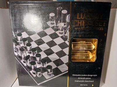 Elements Minimalist Modern 14" Luxury Chess Set 32 Acrylic Pieces NIB - Image 1 of 4