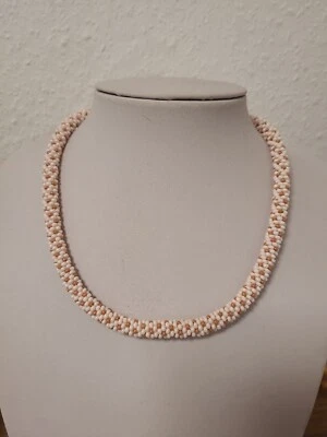 Perlenkette, Halskette, Glasperlenkette, gehäkelt  - Bild 1 von 3