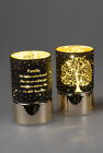 Formano LED + Timer Zylinder Baum Deko Licht  Spruch Familie Schwarz/Gold 15 cm
