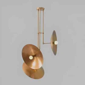 Sputnik Raw Brass Chandelier Light Fixt 3 Light Pendant Mid Century Modern - Picture 1 of 6