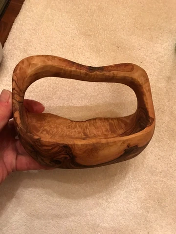Vtg.Rustic Hand carved wooden basket Cover