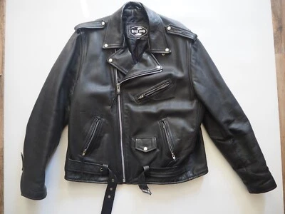 Chaqueta de moto River Road de cuero negra 52 XL vintage años 90 moto motociclista Foto 1 de 4