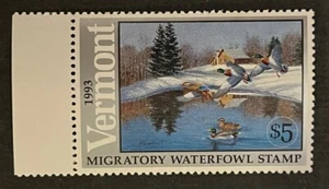 Travelstamps: 1993 Vermont Duck Migratory Waterfowl Stamp Mint MNH OG - Picture 1 of 5
