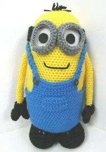 Peluche Minion Cattivissimo Me fatto a mano imbottito all'uncinetto abbracciabile taglia 14" NUOVO P - Foto 1 di 7