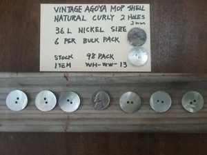 6 Agoya Mop Shell Button 36L 22mm 7/8" 2 hole non flat RInbow reversible - Picture 1 of 3