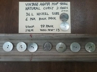  6 Agoya Mop Shell Button 36L 22mm 7/8" 2 hole non flat RInbow reversible - Image 1 of 3