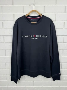 Tommy Hilfiger Embroidered Logo Sweatshirt Jumper in Black - Picture 1 of 7