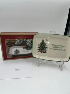 SPODE SENTIMENT RECTANGULAR TRAY CHRISTMAS TREE 6.5” x 5” New - Picture 1 of 4