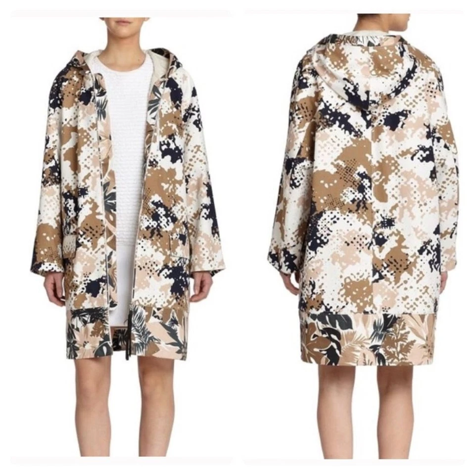 Chaqueta de Lona Rag & Bone Blanca Natural Randi Camuflada Algodón Con Capucha De Gran Tamaño, Grande Foto 1 de 4