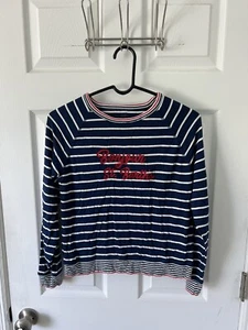 Vineyard Vines Girls Navy Striped Bonjour St Barths Shirt Size Large (14) - Picture 1 of 3