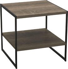 Household Essentials 8077-1 Square Wooden Side Table End With Storage Shelf