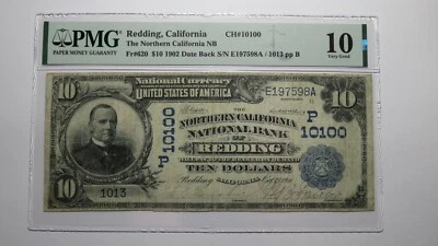 $10 1902 Redding California CA National Currency Bank Note Bill #10100 VG10 PMG - Image 1 of 4