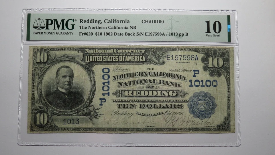$10 1902 Redding California CA National Currency Bank Note Bill #10100 VG10 PMG - Image 1 of 4