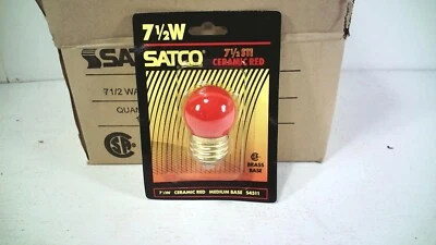 10 Satco Bulbs 7.5W S11 Medium Base 120v Red Bulb S4511 - Image 1 of 4