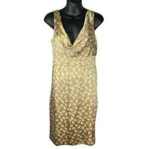 Diane Von Furstenberg Silk Sleeveless Floral Midi Dress Women’s Yellow Taupe - Picture 1 of 12