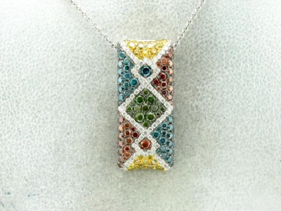 Collar Colgante LeVian Oro Blanco 14K G-H SI1 Diamante Amarillo 1.39 cts 18" Foto 1 de 4