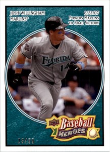 2008 Upper Deck Heroes Sea Green Marlins Baseball Card #72 Josh Willingham /99