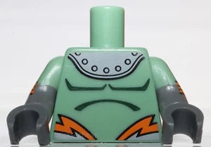 Lego Busto Verde Sabbia Petto Nudo con Collare LBG Rivetti Modello Fulmine Arancione - Foto 1 di 2