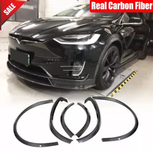 For Tesla Model X 16-22 Carbon Fiber Wheel Eyebrow Arch Trim Fender Flares 6PCS - Bild 1 von 12