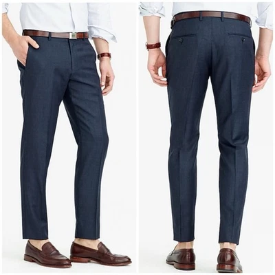J.Crew Mens Ludlow Slim Suit Pants Italian Worsted Wool Blue W34 L 34 - Image 1 of 4