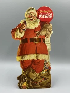 1946 COCA COLA Christmas SANTA CLAUS Die Cut Advertising Cardboard SIGN - Picture 1 of 12