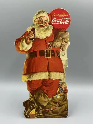 1946 COCA COLA Christmas SANTA CLAUS Die Cut Advertising Cardboard SIGN - Image 1 of 4