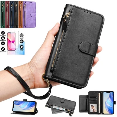 Funda tipo billetera de cuero con cremallera abatible para Samsung Galaxy A52 A26 A16 A15 A05S con pantalla Foto 1 de 4