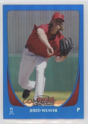 2011 Bowman Chrome Blue Refractor /150 Jered Weaver #140 - Image 1 of 2