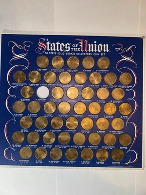 1969 States of the Union 50 State Solid Bronze Coin Set Framed Missing Kentucky - Image 1 of 4