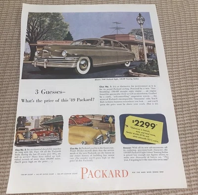 Vintage 1940s PACKARD Eight Automotive Print Ad MCM 1949 MCM Prop - Image 1 of 3