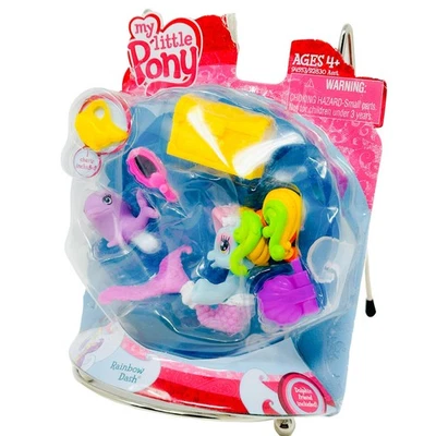 Figura Hasbro My Little Pony Ville 2009 G4 Rainbow Dash Mermaid Dolphin Horse Foto 1 de 2