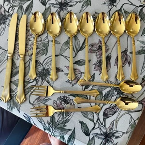 Rogers Co. Stainless 13 Pc. Gold Plated Flatware - Picture 1 of 5