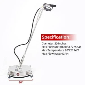 Dual Handle Surface Cleaner Pressure Surface Washer 20'' 4000PSI Stainless Steel - Picture 1 of 9