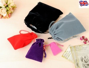UK Luxury Soft Velvet Gift Pouches Jewellery Drawstring Wedding Party 3 Sizes - Picture 1 of 22