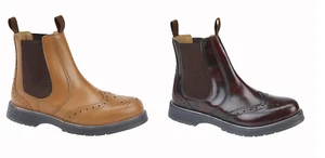 Grafters Brogue gekappte Chelsea-Boot M281BT, M281BD burgunderrot, hellbraun UK-Größe 6 bis 14 - Bild 1 von 10