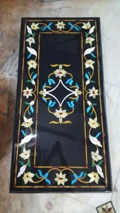 4'x2' black Marble Dining Coffee Corner Center inlay Table Top antique Mosaic o6 - Picture 1 of 4