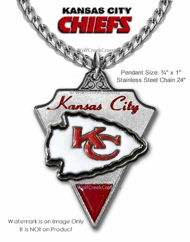 KANSAS CITY CHIEFS NECKLACE NFL FOOTBALL NEW STAINLESS STEEL CHAIN FREE SHIP CA' Cover