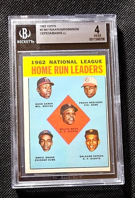 1963 Topps HR Leaders #3 grade 4.0 by Beckett - Image 1 of 2