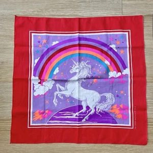 Fazzoletto vintage unicorno mitico bandana arcobaleni stella fantasia anni 70 80 USA - Foto 1 di 8