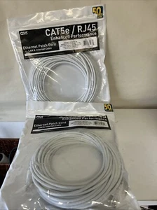 Bundle Of 2, White QVS 50ft Cat5e/RJ45 Enhanced Performance Patch Cord Cable. - Bild 1 von 4