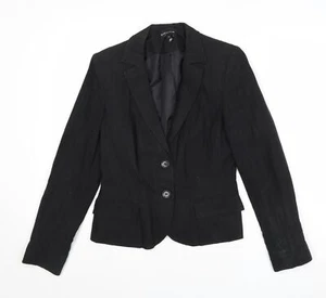E-vie Womens Black Linen Blend Blazer Size 10 - Picture 1 of 10