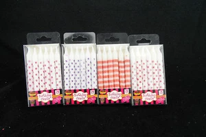 2 x PACK OF 12 BIRTHDAY CANDLES - PURPLE AND RED - FREE POSTAGE - Foto 1 di 4