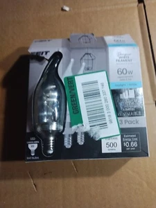 (3-Pk) Candelabra Switch to Dim White Filament Clear Chandelier LED Light Bulb - Picture 1 of 7