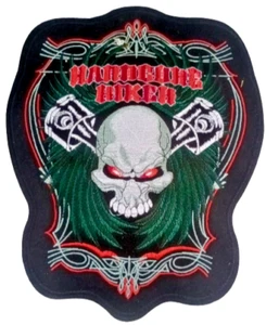 Hardcore Biker Skull Skeleton Large Iron on Fashion Patch Rider Jackets 26X23 cm - Picture 1 of 5