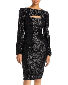 Aqua Women's Sequined Keyhole Sheath Dress Black B4HP - Picture 1 of 12