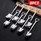 8Pcs Stainless Steel Shovel Spoon Silver Coffee Tea Cake Ice Cream Spoon Set UK