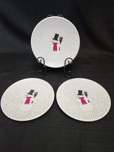 SNOWMAN 9" Salad Plates Set of 3 Winter Christmas Holiday BY BODUM - Picture 1 of 5