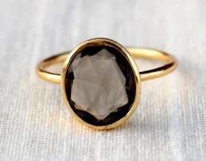 Natural Smoky Quartz Gemstone Handmade 925 Sterling Silver Ring, Gift Ring G1 - Picture 1 of 10